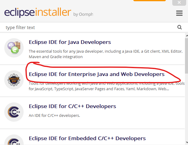 Chọn Eclipse for Java